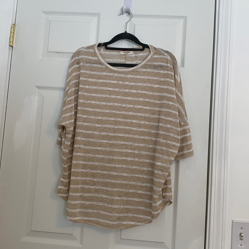 Flowy, cuffed sleeve, striped, never worn before